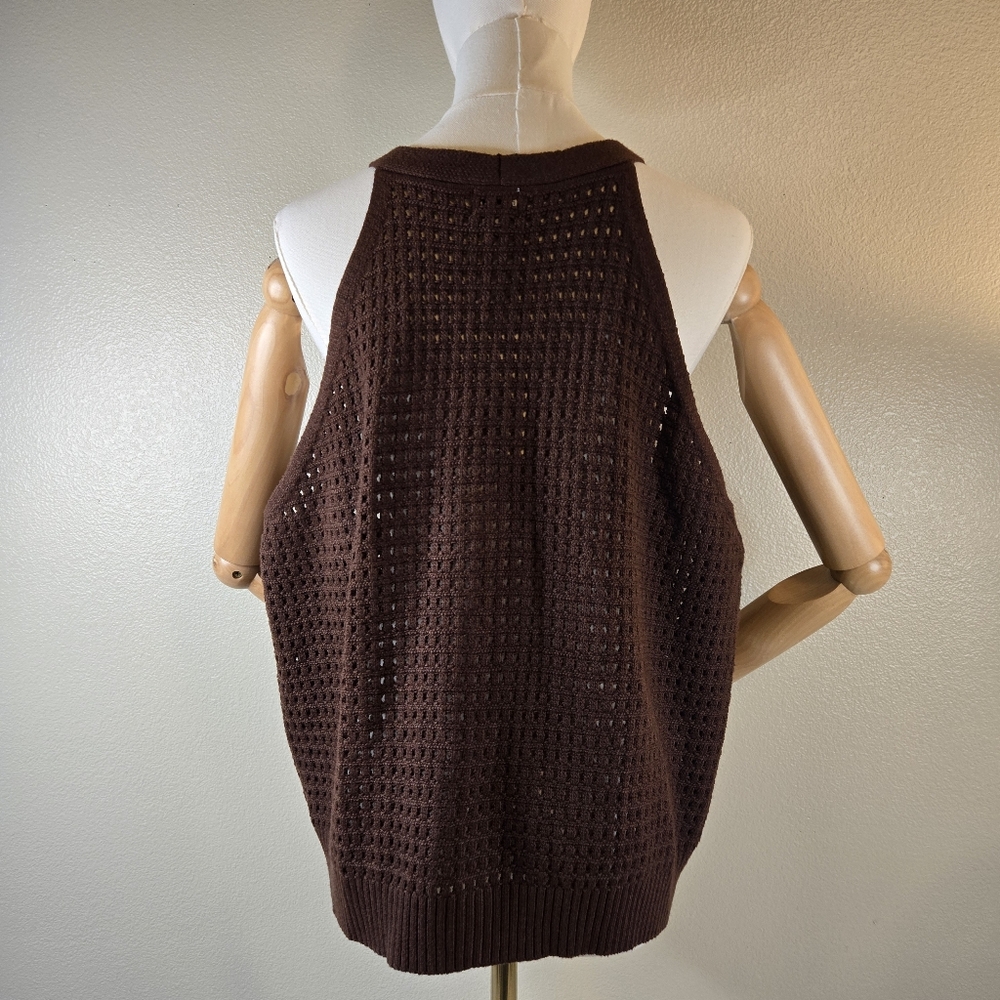 NWT A New Day Chocolate Open Knit Sleeveless Sweater XXL - Picture 5 of 13